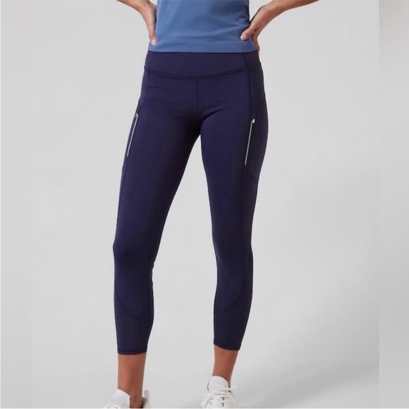 EUC! Athleta Navy Rainer Unbrushed 7/8 Tight, Medium - Picture 1 of 11